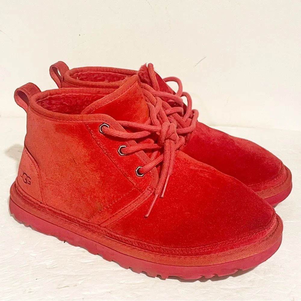 UGG Mens Size 6‎ Neumel Samba Red Suede Sheep Wool Ankle Boots
